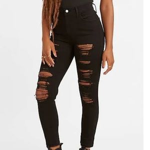 Levi’s 720 black high rise ripped skinny jeans
